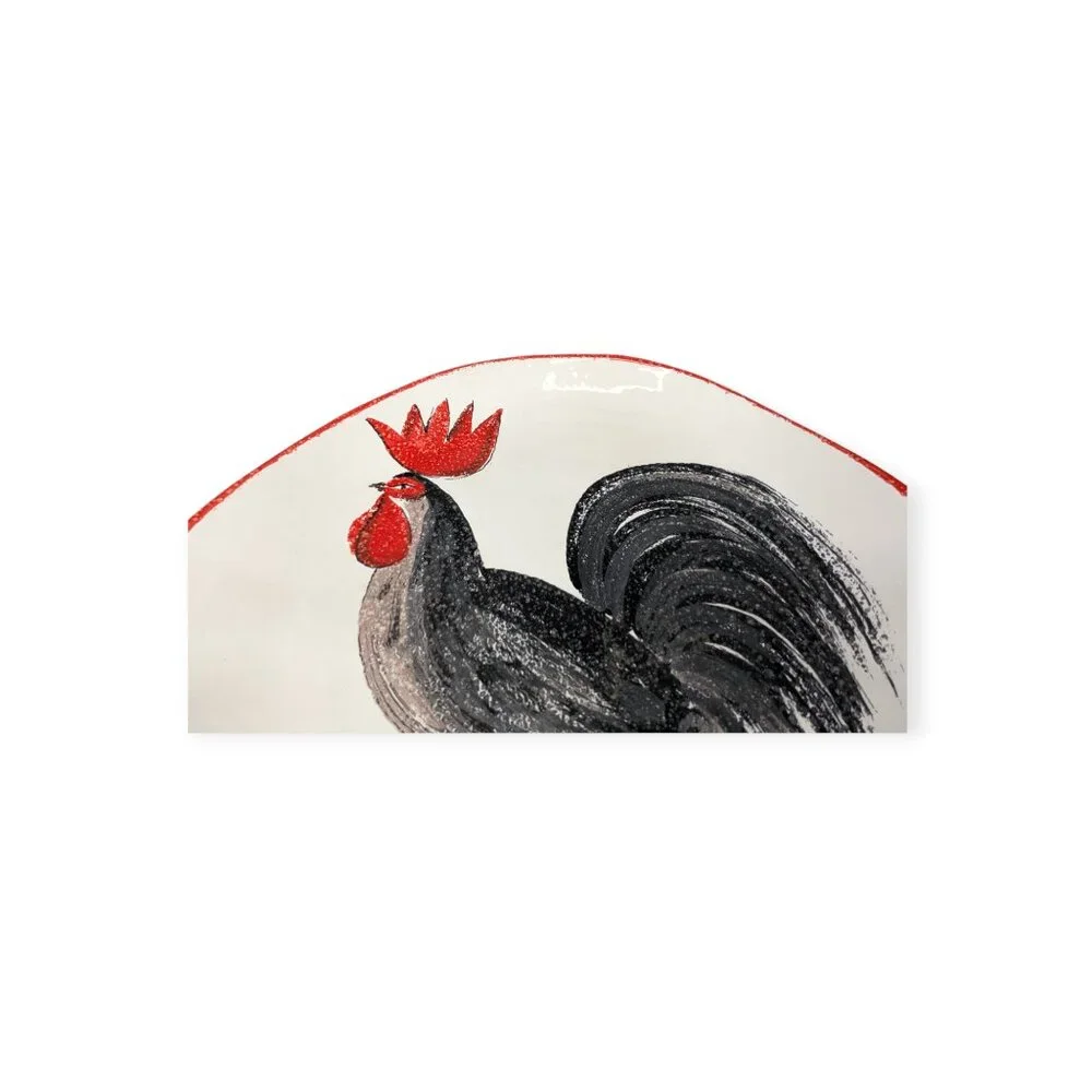Cristina Fortini Italian Large Artisan Non-Uniform Rooster Serving Round Platter